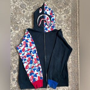 RARE “A BATHING APE” shark full zip hoodie limited edition France colorway bape!